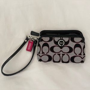 Coach Wristlet Moonlight/Pk Scarlet
